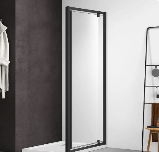 Душевая дверь, распашная 1000x2000 профиль черный, стекло прозрачное