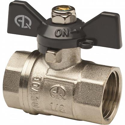Кран шаровый AQUALINK 1/2"  вн/вн бабочка (черная)