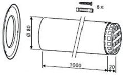 Дымоход отходящих газов DN80 с решеткой