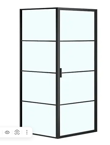 Душевое ограж 900*900*1950, БЕЗ ПОДДОНА черный профиль стекло прозр. 6 мм RICHMOND 1221