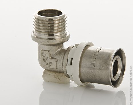 Угольник пресс с переходом на наружную резьбу 20х3/4" (уп.10/100) Valtec