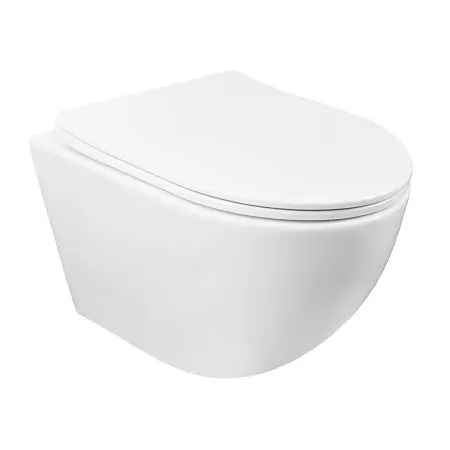 Azario Grado подвесной безободковый унитаз со скрытым сливом белый в комплекте с сидением AZ-0046 -N