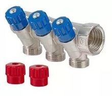 Коллектор с отсекающими кранами VALTEC  3/4х3 вых. 1/2" нар.