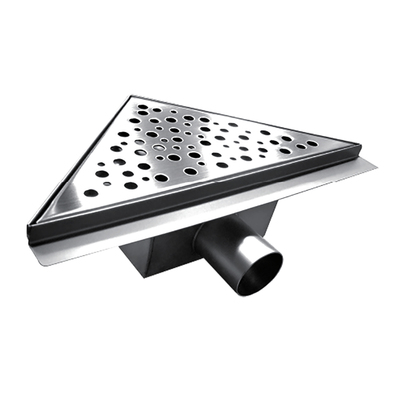 Трап из нежарвеющей стали для монтажа на уголке помещения треугольный