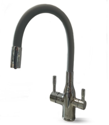 F4396 Смес.д/кухни гиб.излив с подкл.фильтра (хром/серый) *10