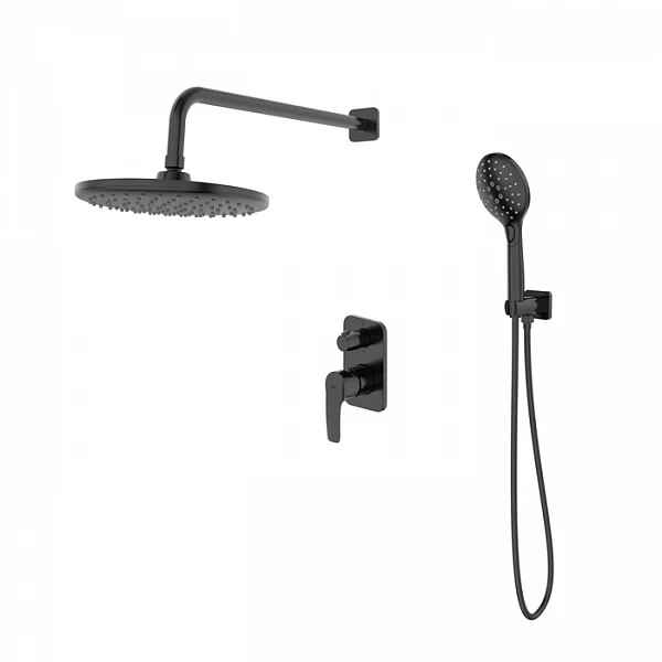 Душевая система скрытого монтажа с тропич. душем и ручным душем, черный мат. Ray, IDDIS, RAYBL02i67