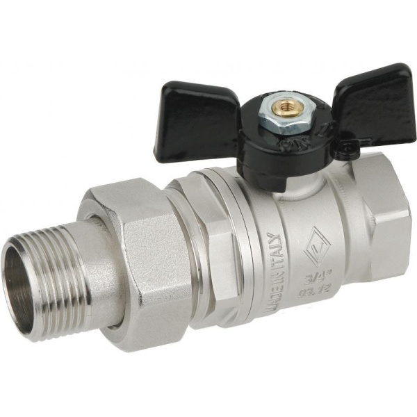 Кран шаровый BUGATTI 1 1/4" 1 1/4" вн/нар бабочка с разъем.соед. полн.проход I 922