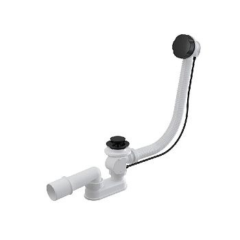 Сифон для ванны автомат комплект, черный-мат AlcaPlast