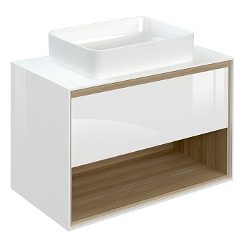Тумба под раковину со столешницей подвесная ,белая,сорт1LOUNA 80 CERSANIT