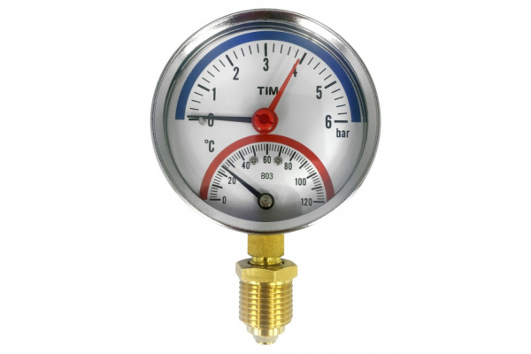 Термоманометр 1/2" 6 бар TIM