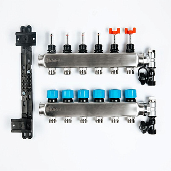 Коллек. группа с расходомерами 1"x3/4" 6 вых. FB нержавейка