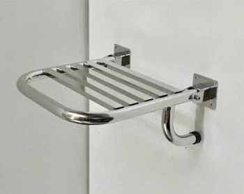 Откидное сиденье для душа усиленное с упором в стену S-2 500х500 мм