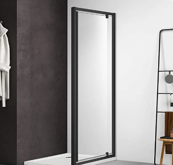 Душевая дверь, распашная 1000x2000 профиль черный, стекло прозрачное