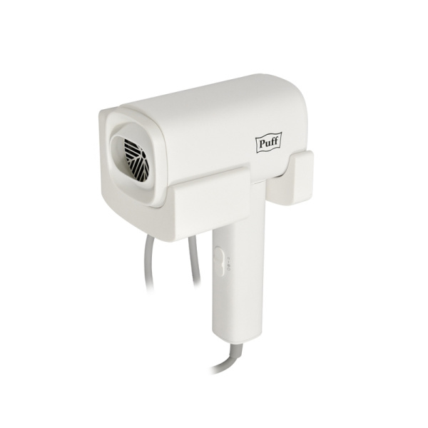 Фен для волос настенный "Puff-1601", белый матовый