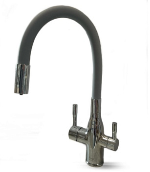 F4396 Смес.д/кухни гиб.излив с подкл.фильтра (хром/серый) *10