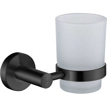 Стакан одинарный настенный (стекло)(черный+хром)