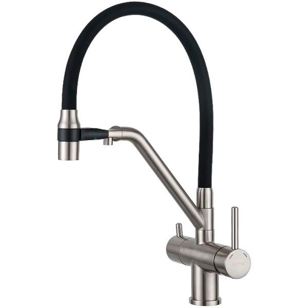 Смеситель д/кухни  гиб.изливом и доп канал. д/пит.воды (сатин) *8 G4398 GAPPO