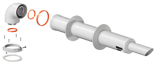 Комплект коаксиального дымохода Federica Bugatti 60/100 750 с наконечником "антилёд"