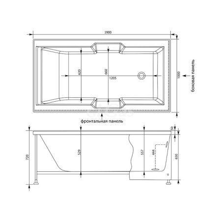 Ванна акриловая Aquanet VEGA 190*100 к/с15