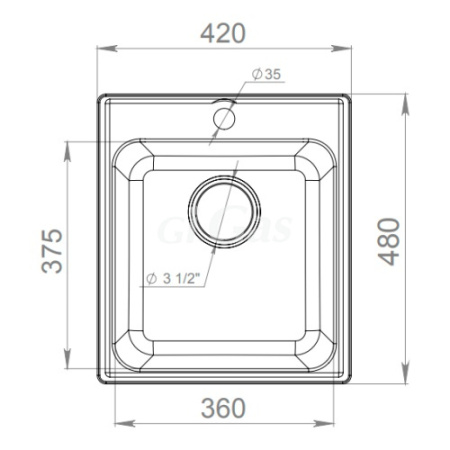 Мойка из кварцевого композита  Granfest-Quarz 17 стандарт 1 420*480