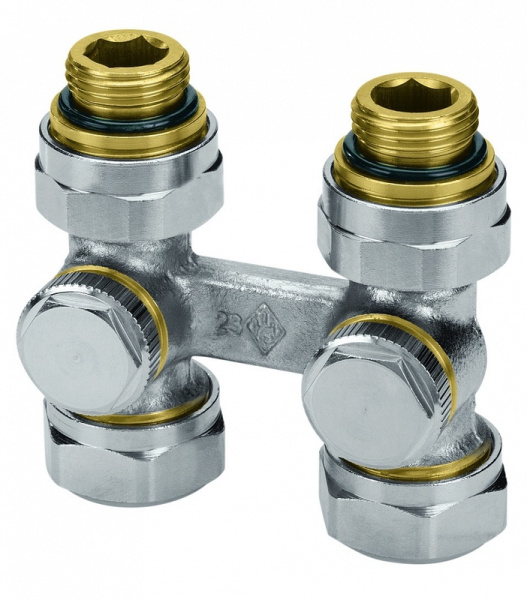 Узел нижнего подключения Heimeier Vekotec 3/4 НР для двухтрубных систем, проходной