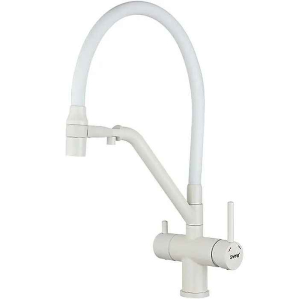 Смес. д/кухни с гиб.изливом и фильтр (белый) *8 G4398-88