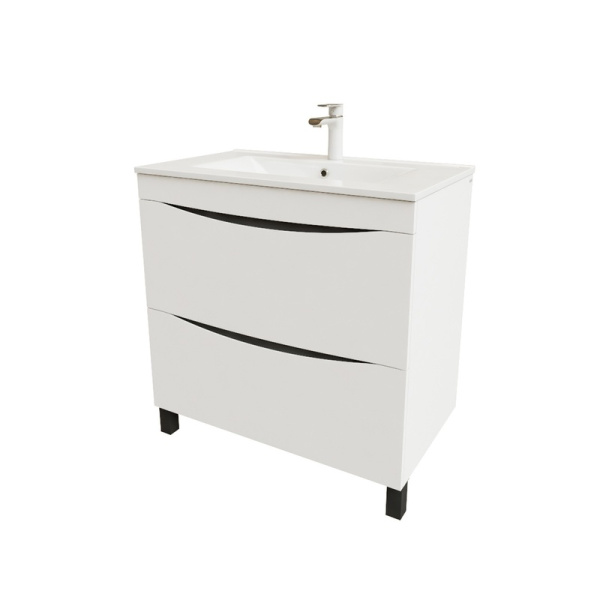 Тумба с умывальником напольная, 80 см, белая, Cloud, IDDIS,