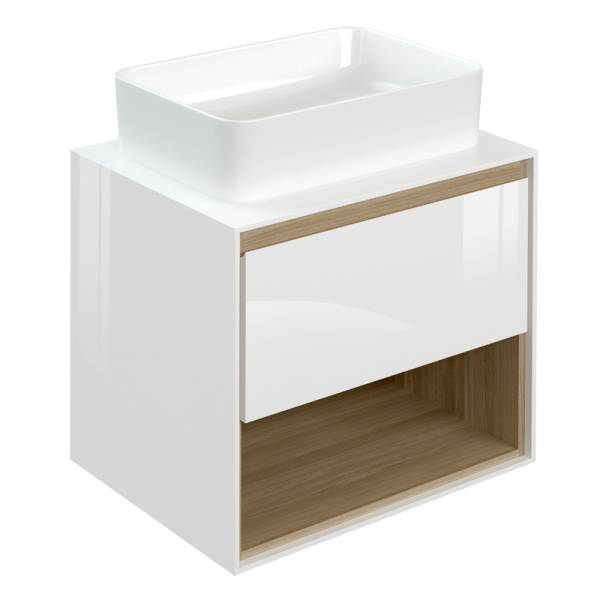 Тумба под раковину со столешницей подвесная ,белая,сорт1LOUNA 60 CERSANIT