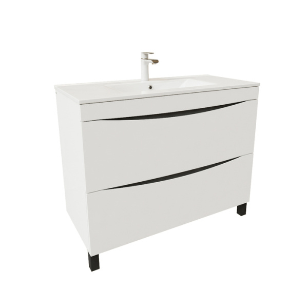 Тумба с умывальником напольная, 100 см, белая, Cloud, IDDIS,