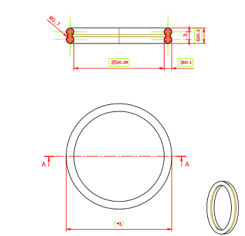 Кольцо резиновое уплотнитель двойное, 41,0*3,0*6,0 мм FB