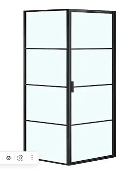 Душевое ограж 900*900*1950, БЕЗ ПОДДОНА черный профиль стекло прозр. 6 мм RICHMOND 1221