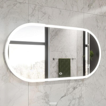 Зеркало STWORKI Мальмё 120 с подсветкой, сенсор на зеркале, овальное, настенное
