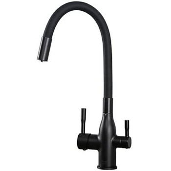 F4396-6 Смес.д/кухни гиб.излив с подкл.фильтра (черный) *10