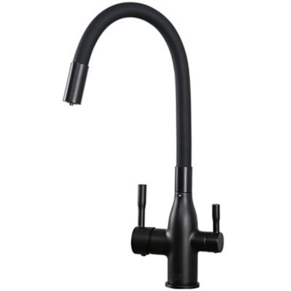 F4396-6 Смес.д/кухни гиб.излив с подкл.фильтра (черный) *10