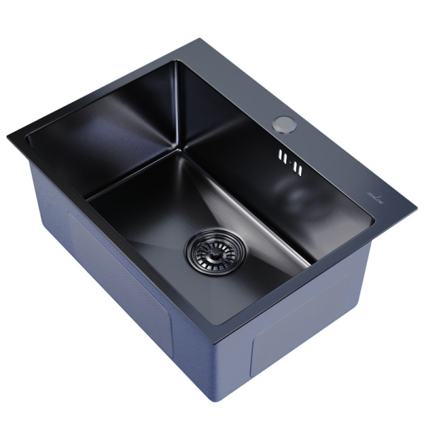 Мойка настол.монтаж 60х45 (3,0) вып 3 1/2  MIXLINE PRO 22см с сифоном (черный графит)