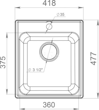 Мойка из искусственного мрамора  Granfest-Quarz 17 стандарт 1 420*480