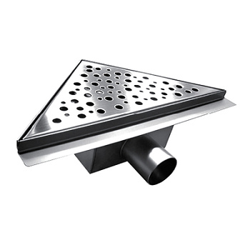 Трап из нежарвеющей стали для монтажа на уголке помещения треугольный