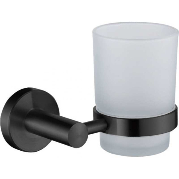 Стакан одинарный настенный (стекло)(черный+хром)