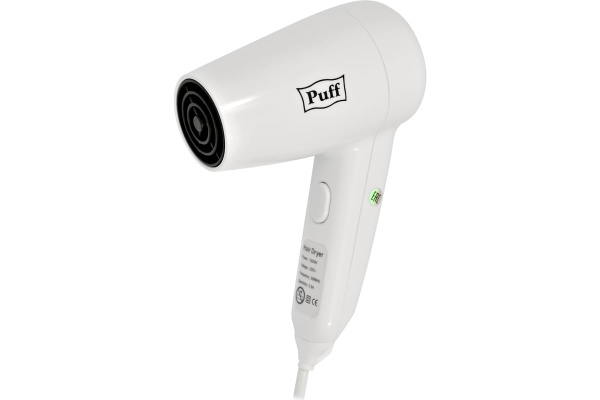 Фен для волос "Puff-1300", белый, 1,3 кВт