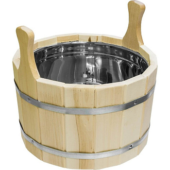 Ушат Банные штучки шайка 10 л с нерж. вставкой