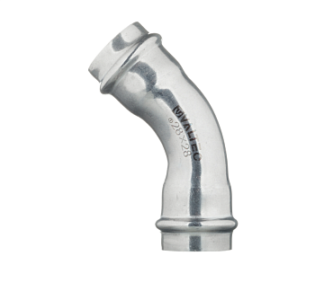 Угольник -пресс 45гр. в/в нер. сталь 28 мм Valtec