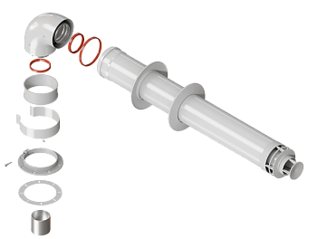 Комплект коаксиального дымохода 60/100 (универсальный, кроме Navien, Immergas) L750 мм, наконечник GROSSETO