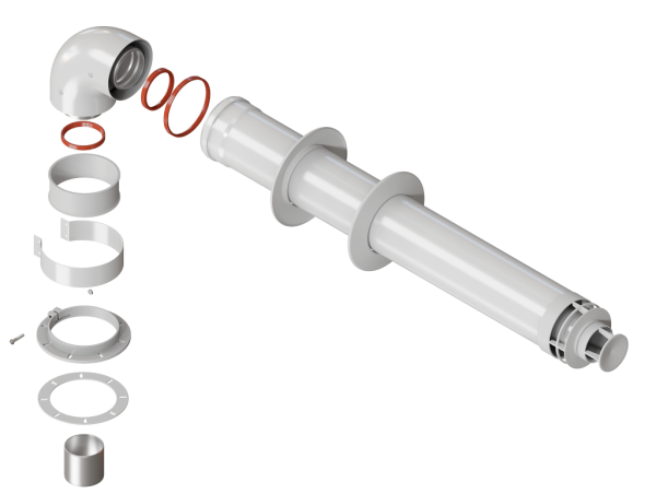 Комплект коаксиального дымохода 60/100 (универсальный, кроме Navien, Immergas) L750 мм, наконечник GROSSETO