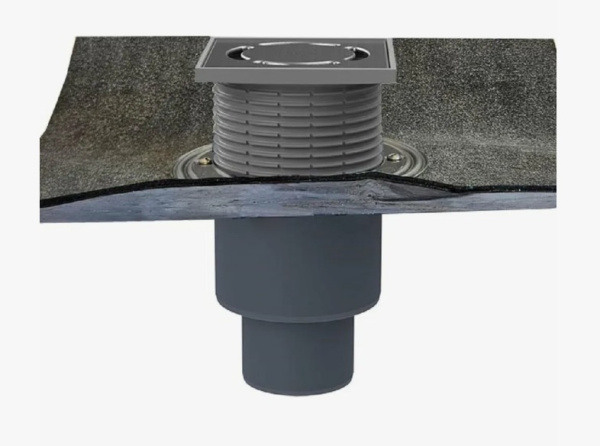 Трап вертикальный DN 50/75/110 с сухим сифоном, с полимербитумным полотном 420мм