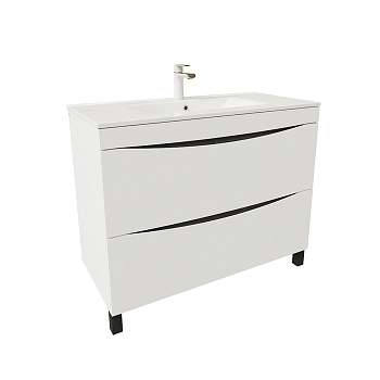 Тумба с умывальником напольная, 100 см, белая, Cloud, IDDIS,