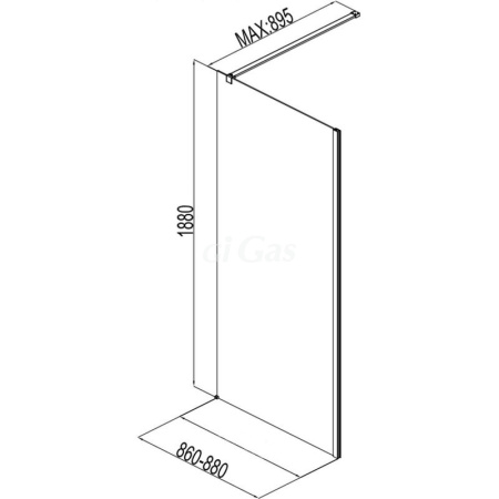 Стекло 900мм, хром, прозр.6мм AE12-F-90H190U-CT Aquanet Cinetic, фикс. Акванет