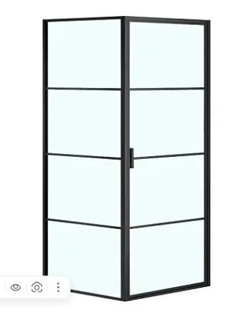 Душевое ограж 900*900*1950, БЕЗ ПОДДОНА черный профиль стекло прозр. 6 мм RICHMOND 1221