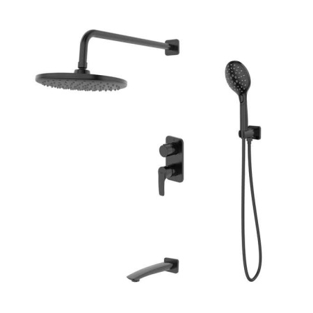 Душевая система скрытого монтажа с троп. душем, ручным душем и изливом, черный мат.Ray RAYBL03i68