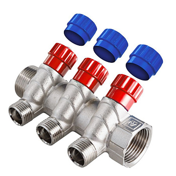Коллектор с регулируемыми вентилями VALTEC 1х3 вых. 1/2" нар.