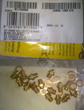 Форсунка для перевода котла на работу на сжиженный газ (адаптер+кольцо) 28kW (комплект 15шт) FB Federica Bugatti